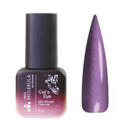 Гель-лак Nails Molekula Ceramic Cats Eye CC08 фіолетовий з шимером 6 мл