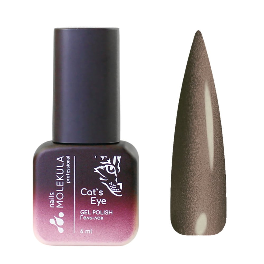 Гель-лак Nails Molekula Ceramic Cats Eye CC09 золотисто-коричневий з шимером 6 мл