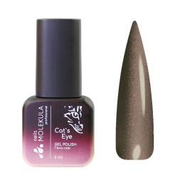 Гель-лак Nails Molekula Ceramic Cats Eye CC09 золотисто-коричневий з шимером 6 мл