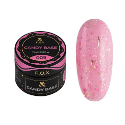 База цветная F.O.X Base Candy 009 розово-молочный с розовой и золотистой поталью 10 мл