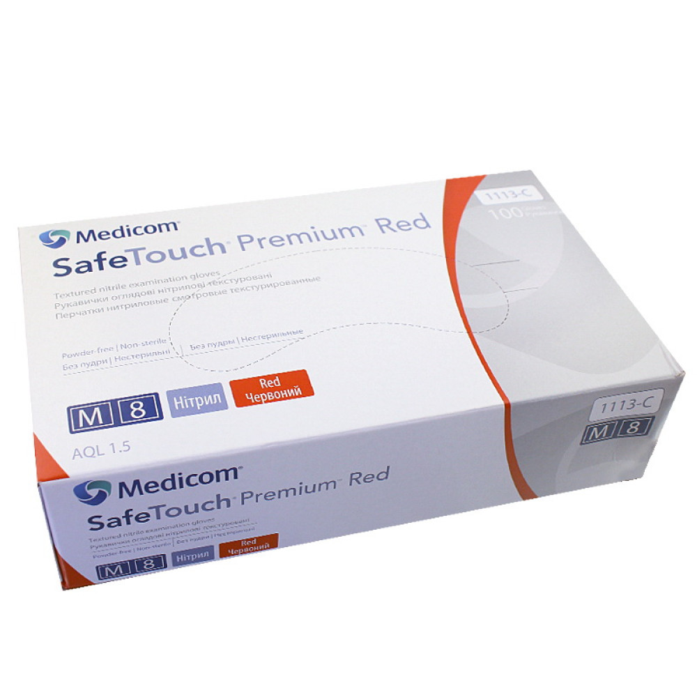 Перчатки нитриловые Medicom Red (M) 1113-C плотность 4.2 г красные в упаковке 50 пар