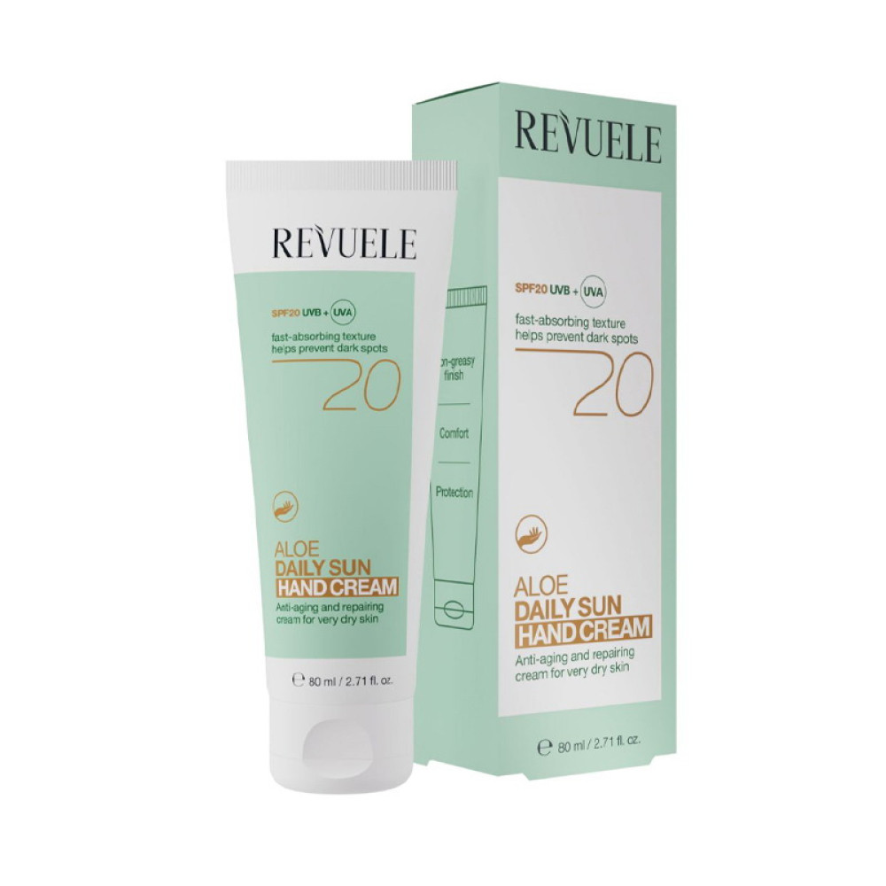 Крем для рук Revuele Aloe Daily Sun Hand Cream SPF 20 солнцезащитный с алоэ и ниоцинамидом 80 мл