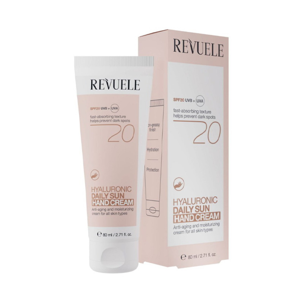 Крем для рук Revuele Hyaluronic Daily Sun Hand Cream SPF 20 солнцезащитный с гиалуроновой кислотой 80 мл