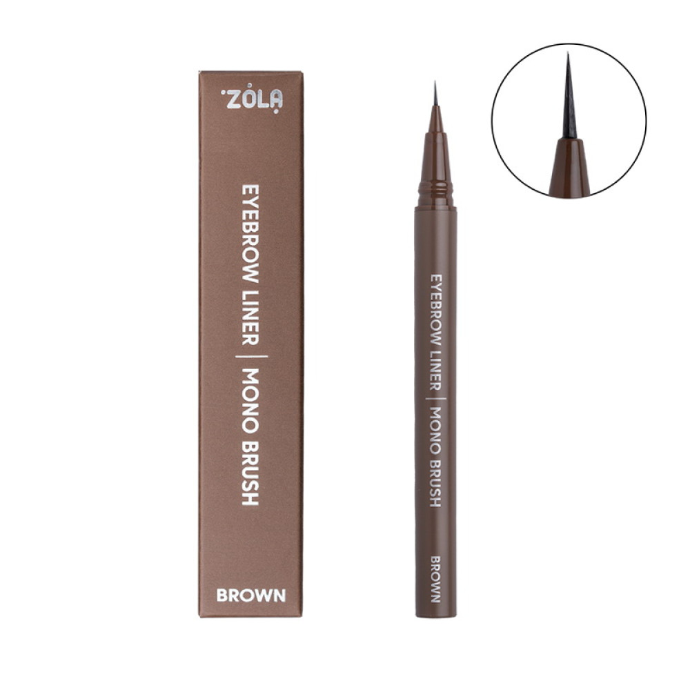 Лайнер для бровей ZOLA Eyebrow Liner Brown с моно-кистью коричневый