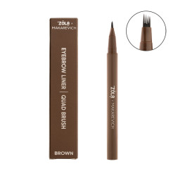 Лайнер для бровей ZOLA Makarevich Eyebrow Liner Brown с квадро-кистью коричневый