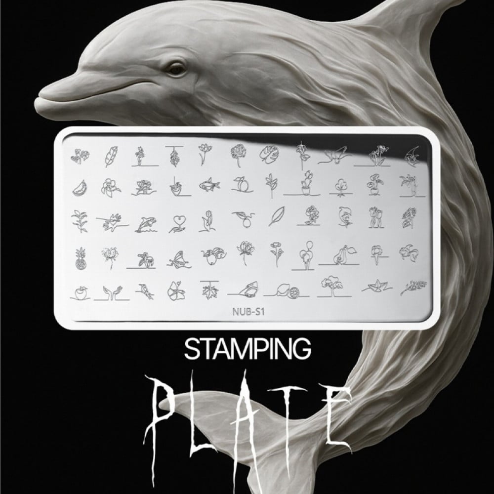 Пластина для стемпінгу NUB Stamping Plate S-01 Фрукти. рослини. риби