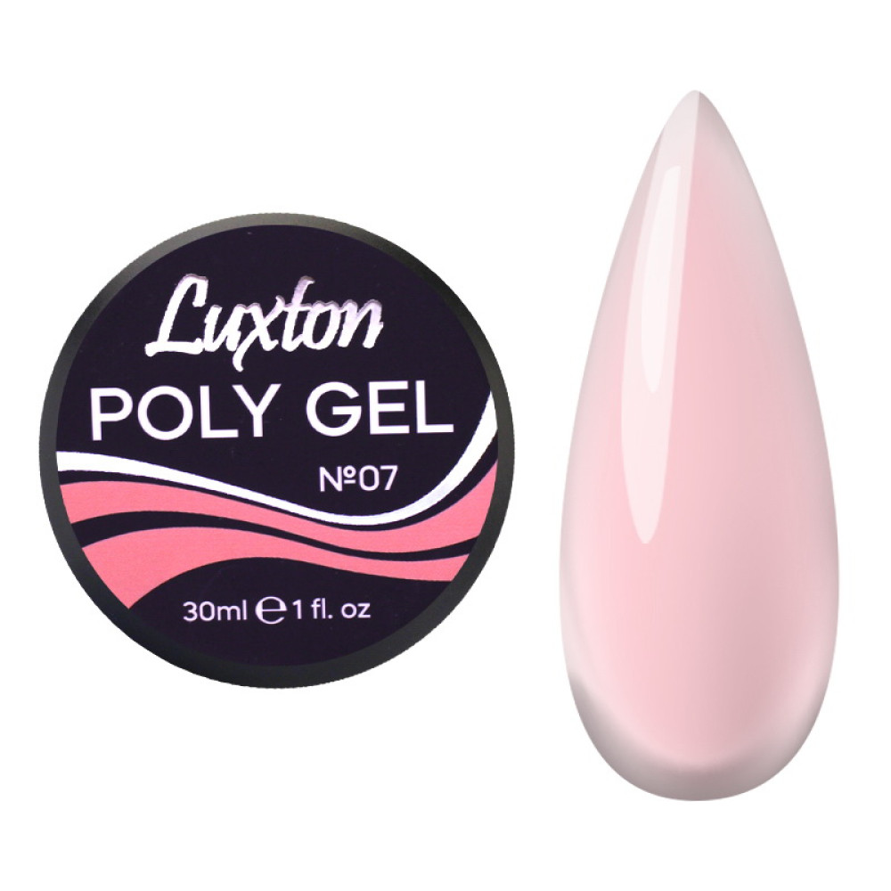 Полігель LUXTON Poly Gel 07 напівпрозорий рожевий 30 мл