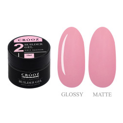 Гель для наращивания Crooz Builder Gel 02 Warm Pink тепло-розовый 15 мл