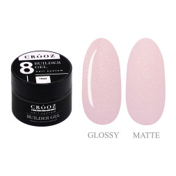 Гель для наращивания Crooz Builder Gel 08 Shimmer Pink с шиммером розовый 15 мл