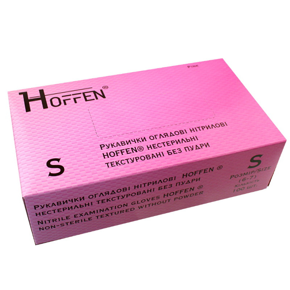 Перчатки нитриловые Hoffen Pink (S) плотность 3.5 г розовые в упаковке 50 пар