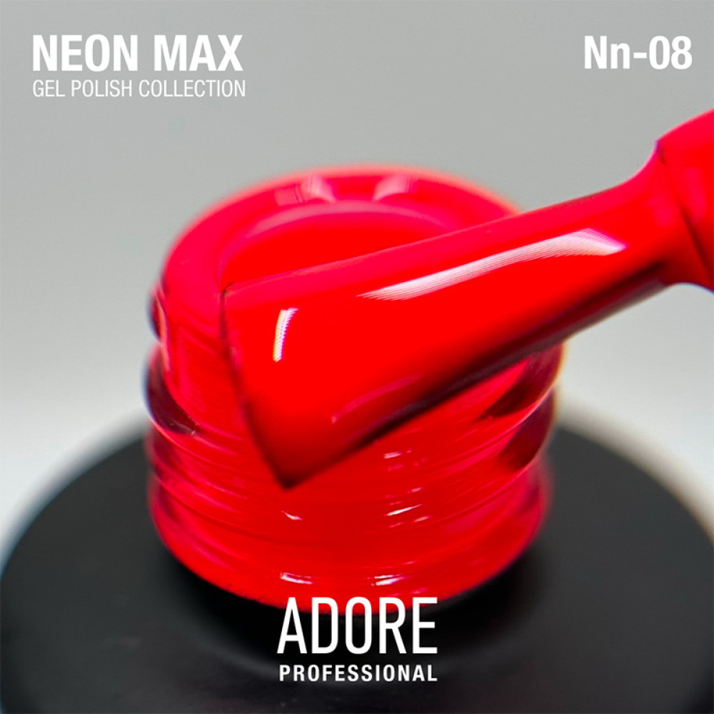 Гель-лак Adore Professional Neon Max Nn-08 Rush неоновий яскраво-червоний 8 мл