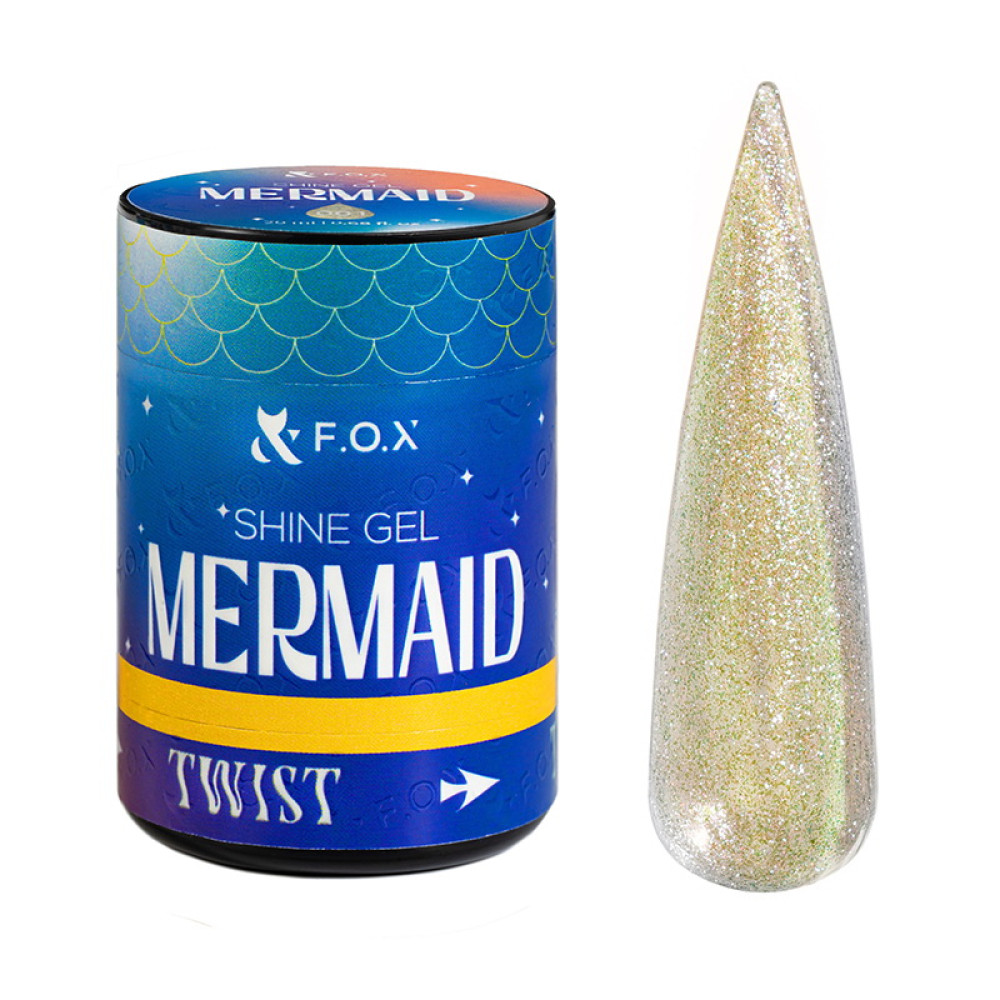 Гель F.O.X Shine Gel Mermaid 001 для зміцнення натуральних нігтів перлинно-сріблястий з ніжним золотисто-зеленим переливом 20 мл