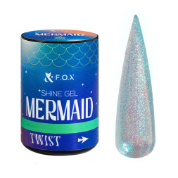 Гель F.O.X Shine Gel Mermaid 002 для зміцнення натуральних нігтів світло-бірюзовий з золотаво-рожевим блиском 20 мл