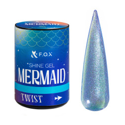 Гель F.O.X Shine Gel Mermaid 003 для зміцнення натуральних нігтів бірюзово-блакитний з легким фіолетовим сяйвом 20 мл