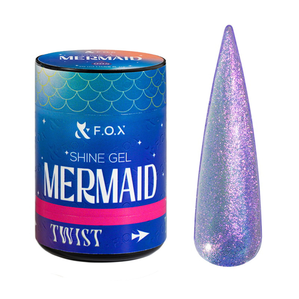 Гель F.O.X Shine Gel Mermaid 005 для зміцнення натуральних нігтів фіолетово-рожевий з яскравим холодним блиском 20 мл