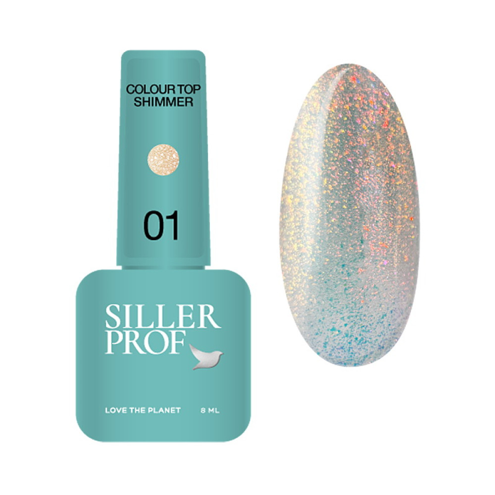 Топ для гель-лаку без липкого шару Siller Professional Top Colour Shimmer 01 з блискітками 8 мл