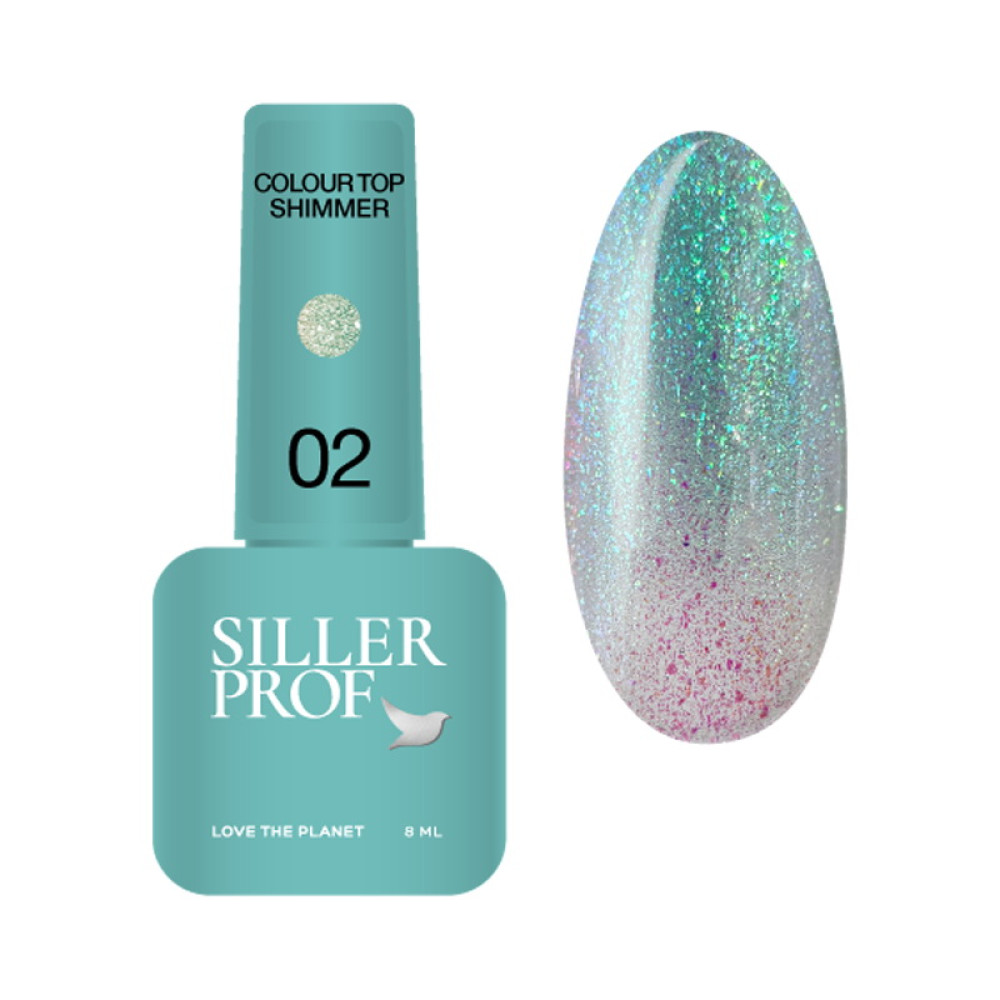 Топ для гель-лаку без липкого шару Siller Professional Top Colour Shimmer 02 з блискітками 8 мл