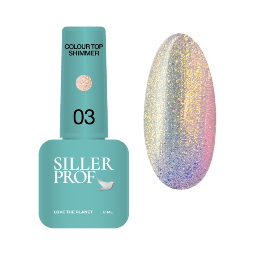 Топ для гель-лаку без липкого шару Siller Professional Top Colour Shimmer 03 з блискітками 8 мл