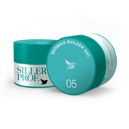 Гель для нарощування Siller Professional Mermaid Builder Gel 05 в баночці бузково-рожевий з блискітками та пластівцями юки 15 мл