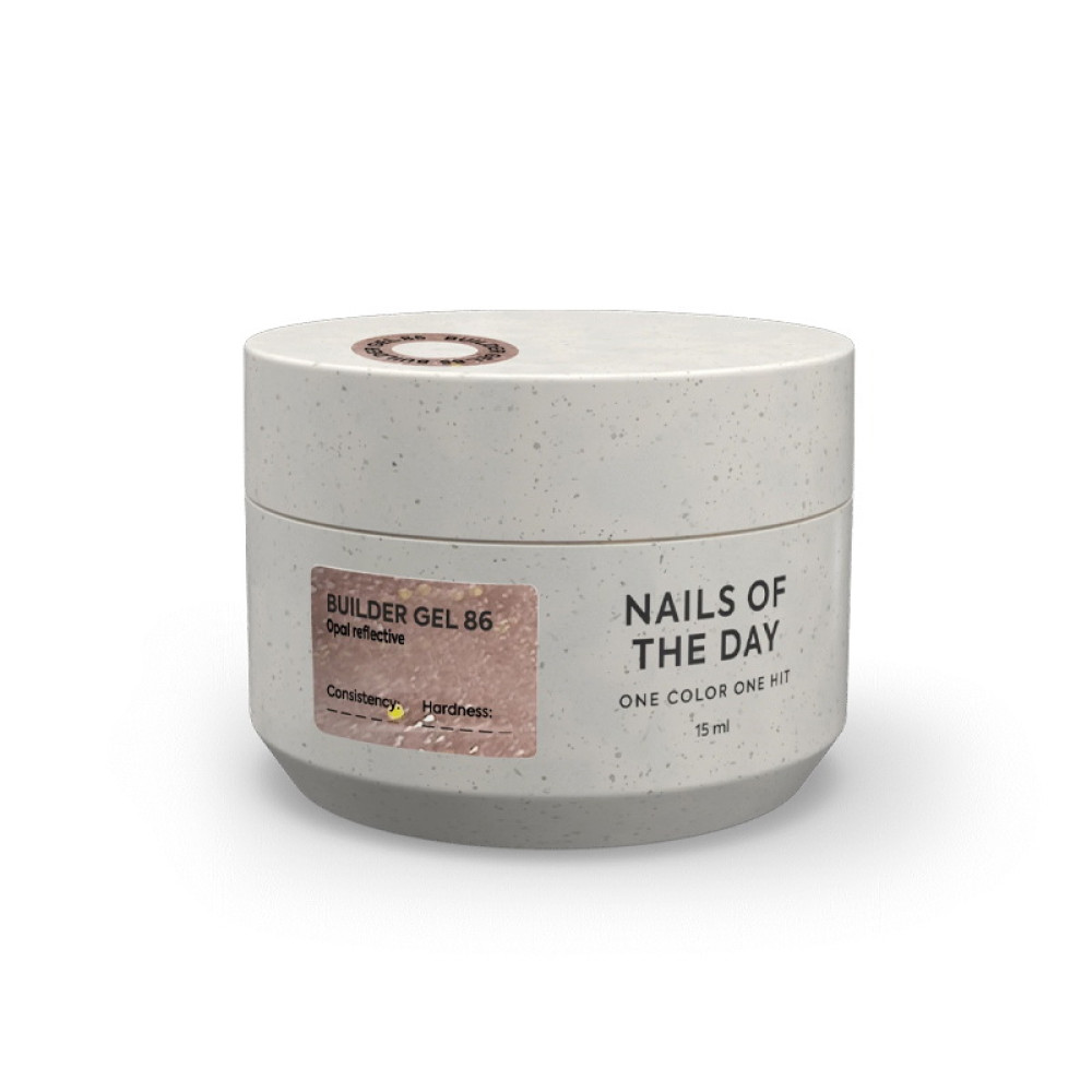 Гель будівельний Nails Of The Day Builder Gel 086 теплий нюдовий з опаловим блиском світловідбиваючий 15 мл