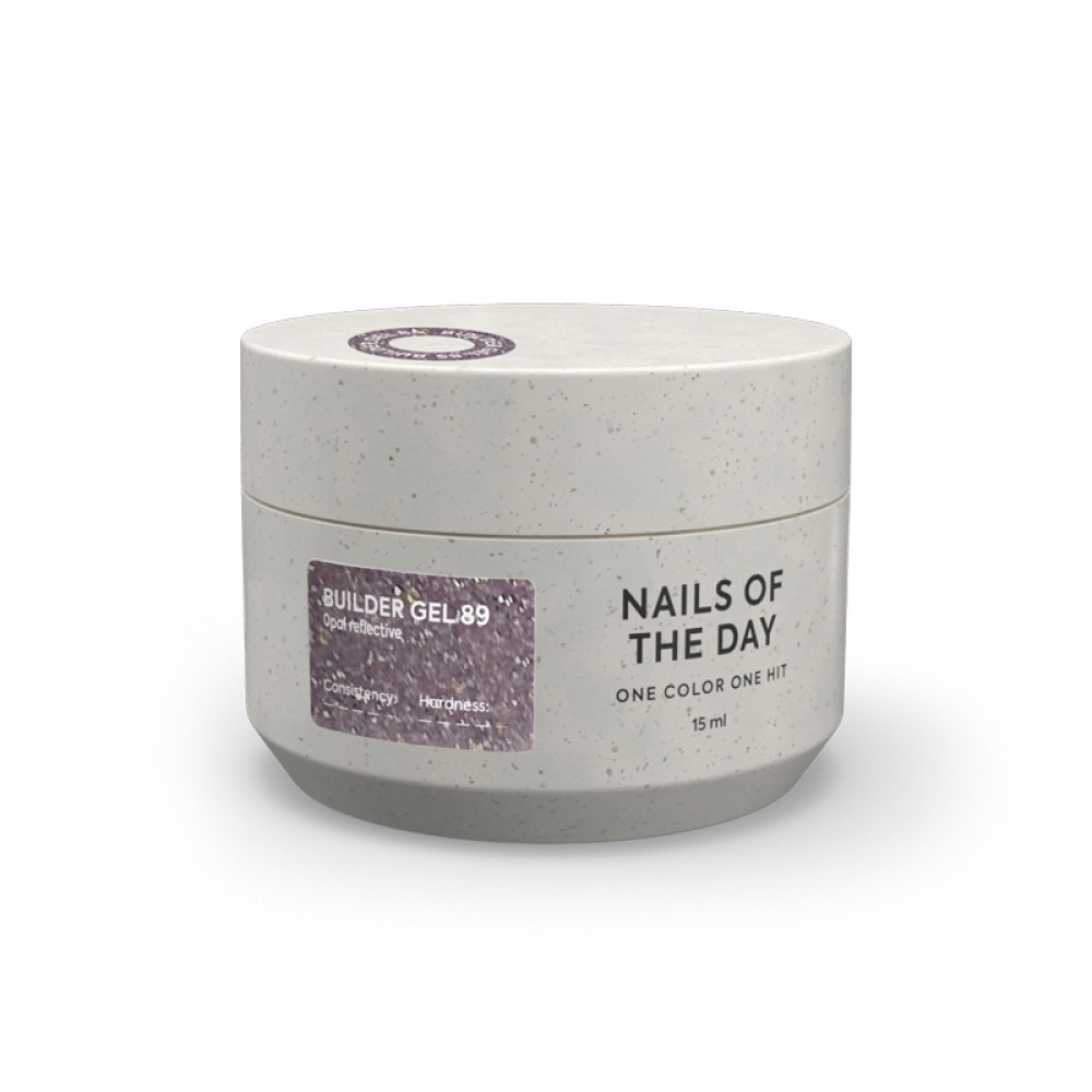 Гель строительный Nails Of The Day Builder Gel 089 холодный лавандовый с опаловым блеском светоотражающий 15 мл