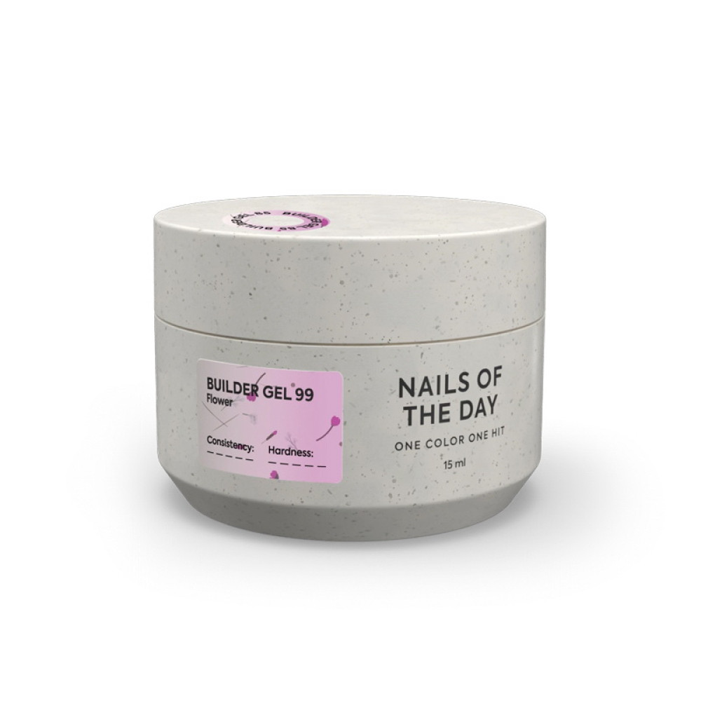 Гель строительный Nails Of The Day Builder Gel 099 розовый с сухоцветами 15 мл