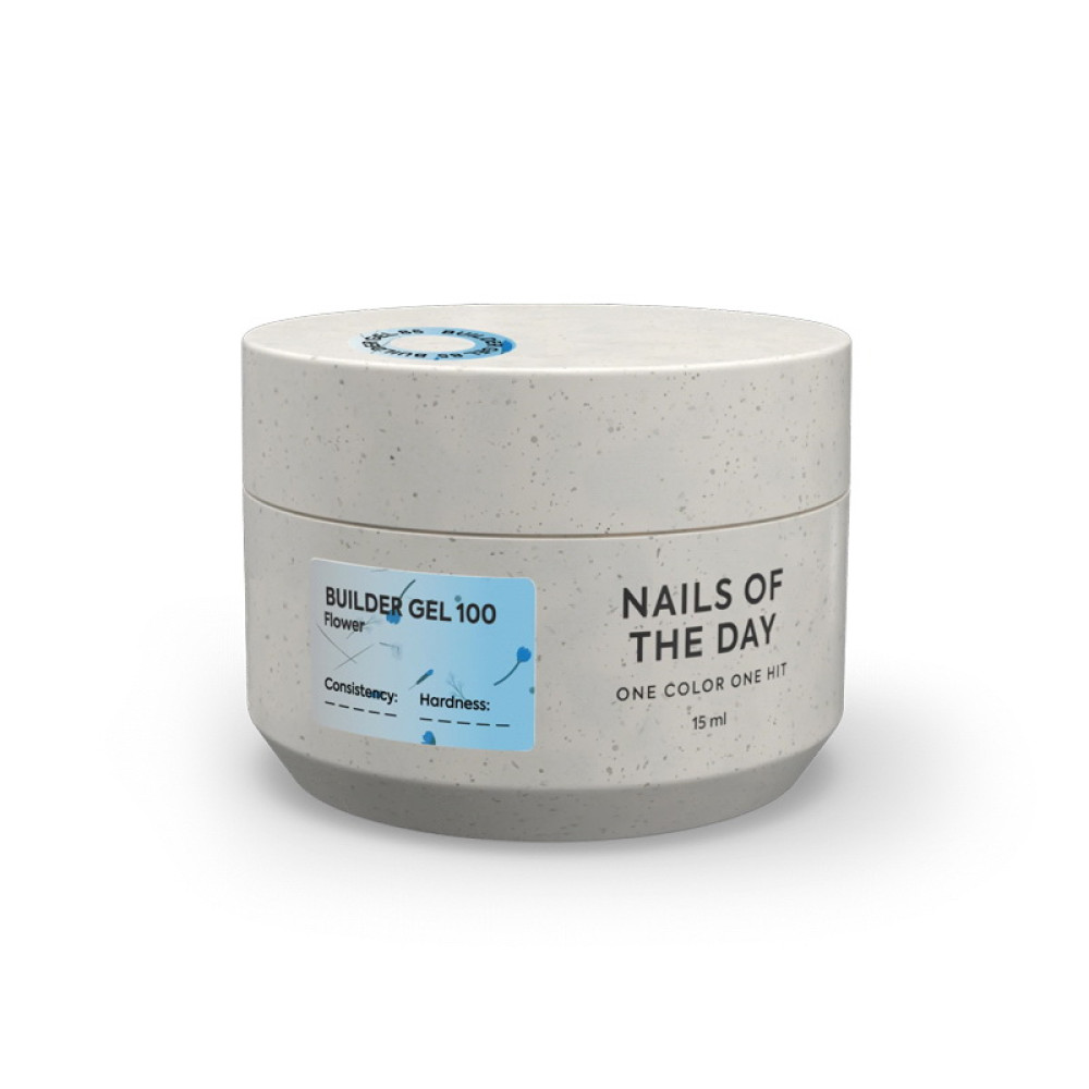 Гель строительный Nails Of The Day Builder Gel 100 голубой с сухоцветами 15 мл