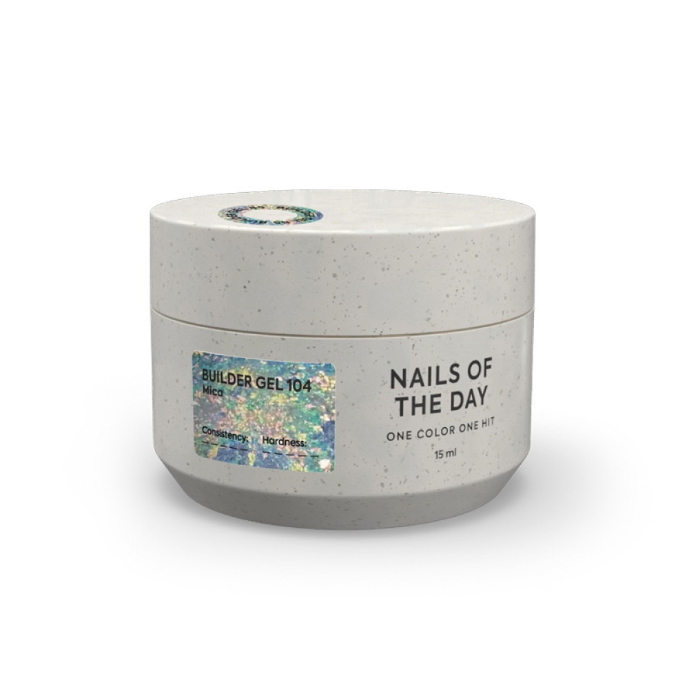 Гель строительный Nails Of The Day Builder Gel 104 прозрачный с хлопьями юки 15 мл