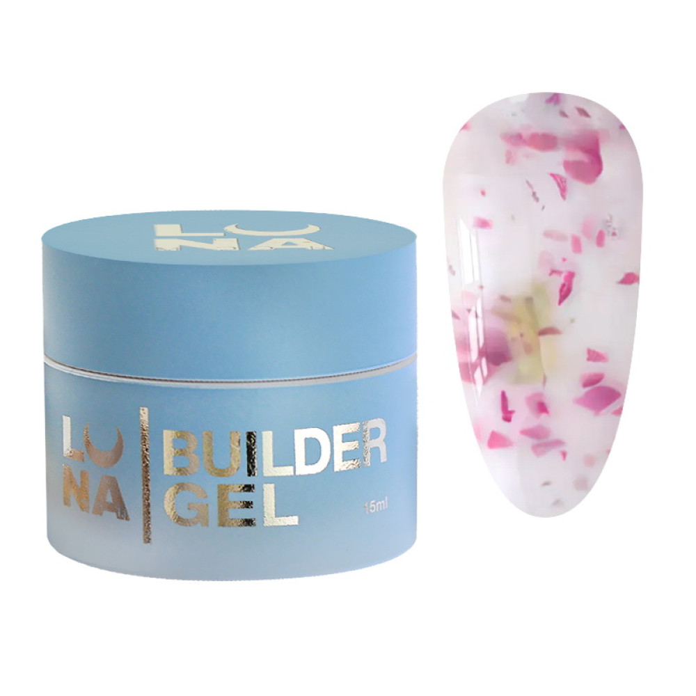 Гель для нарощування Luna Flower Gel 01 з сухоцвітом 15 мл
