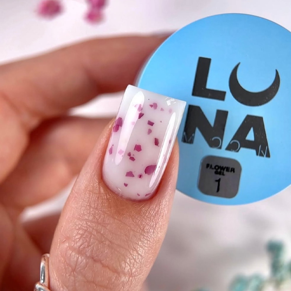 Гель для нарощування Luna Flower Gel 01 з сухоцвітом 15 мл