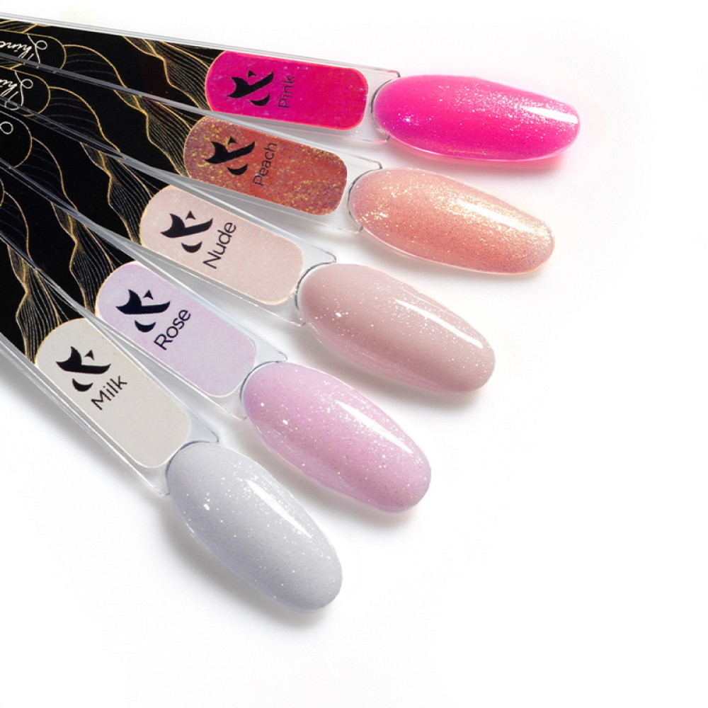 Жидкий гель F.O.X Shine Gel Pink для укрепления ногтей с мелким шиммером 15 мл