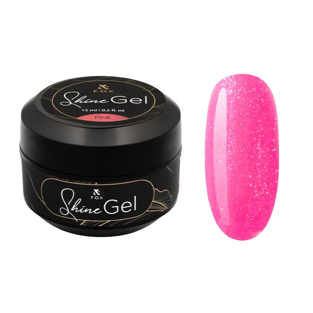 Жидкий гель F.O.X Shine Gel Pink для укрепления ногтей с мелким шиммером 15 мл