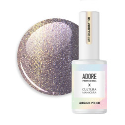 Гель-лак Adore Professional Cats Eye Aura A-03 Fleur хамелеон с эффектом втирки золотисто-сиреневый 8 мл