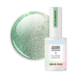 Гель-лак Adore Professional Cats Eye Aura A-07 Siren хамелеон с эффектом втирки мятный 8 мл