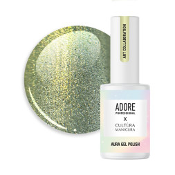 Гель-лак Adore Professional Cats Eye Aura A-08 Toxic хамелеон с эффектом втирки травяной 8 мл