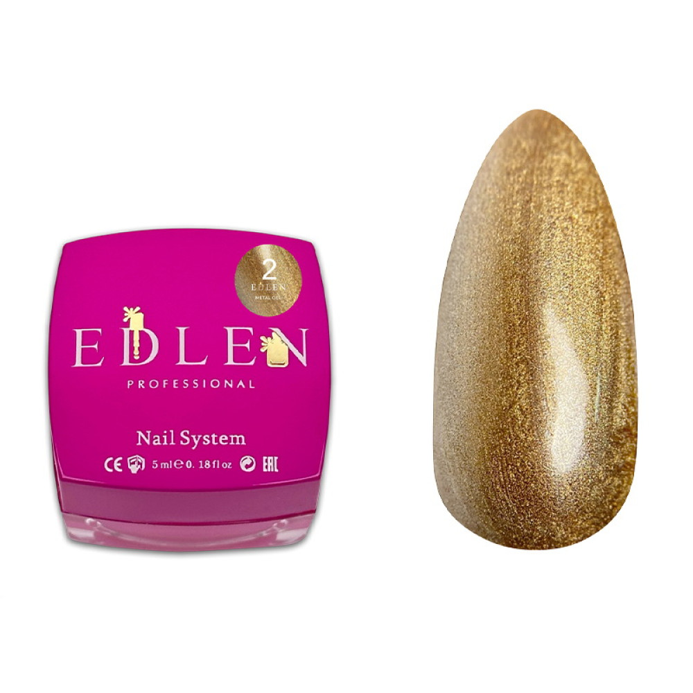 Гель-фарба Edlen Professional Metal Gel 02 Gold золото 5 мл