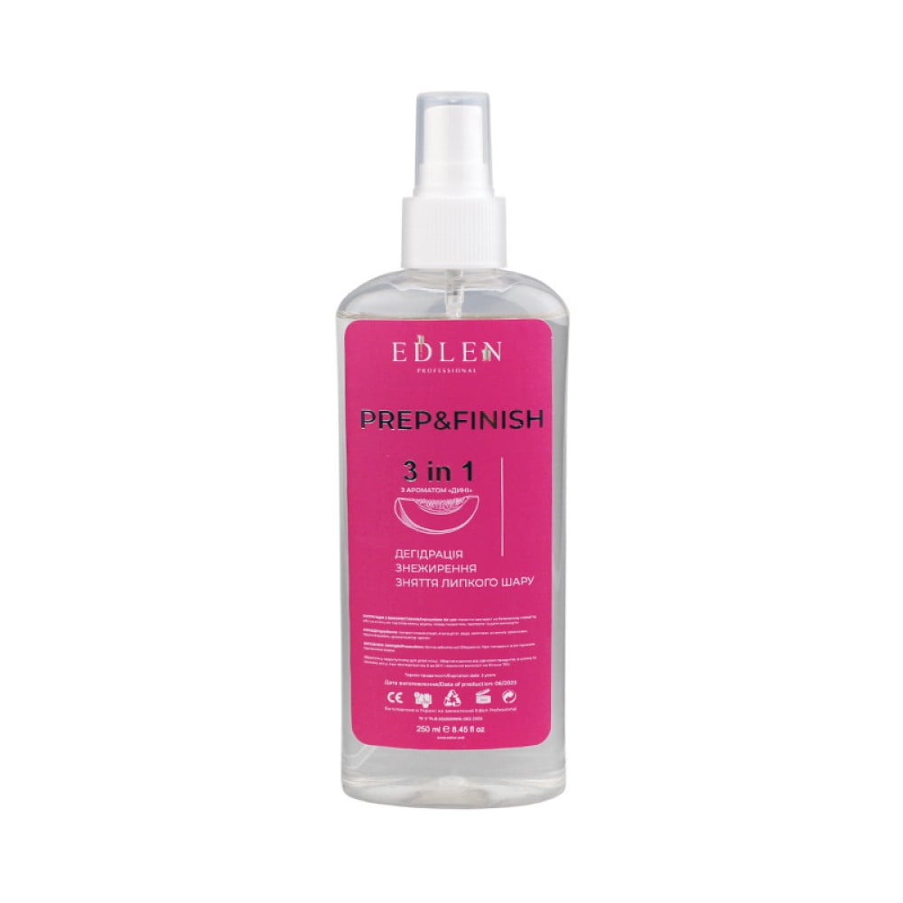 Засіб для знежирення та видалення липкого шару Edlen Professional Prep&Finish Melon 3 in 1 з ароматом дині 250 мл