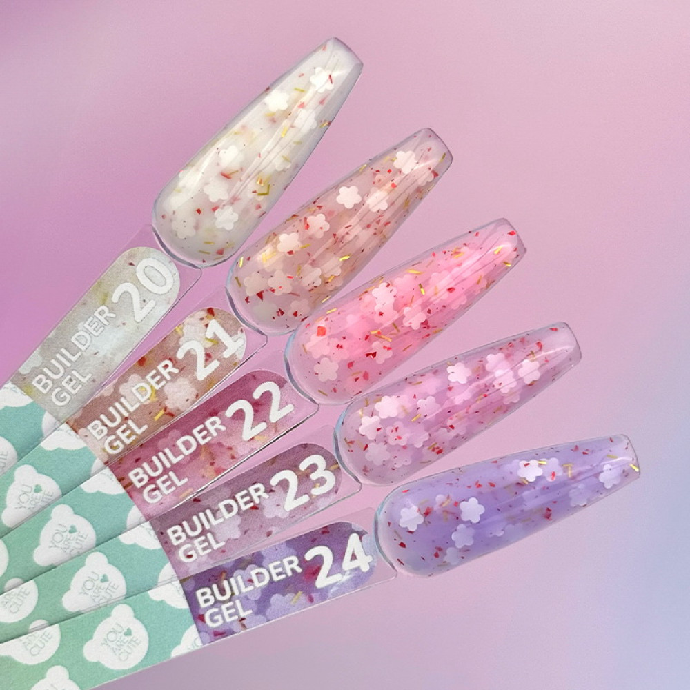Гель для наращивания You Are Cute Builder Gel 21 с декором светлый бежевый 15 мл