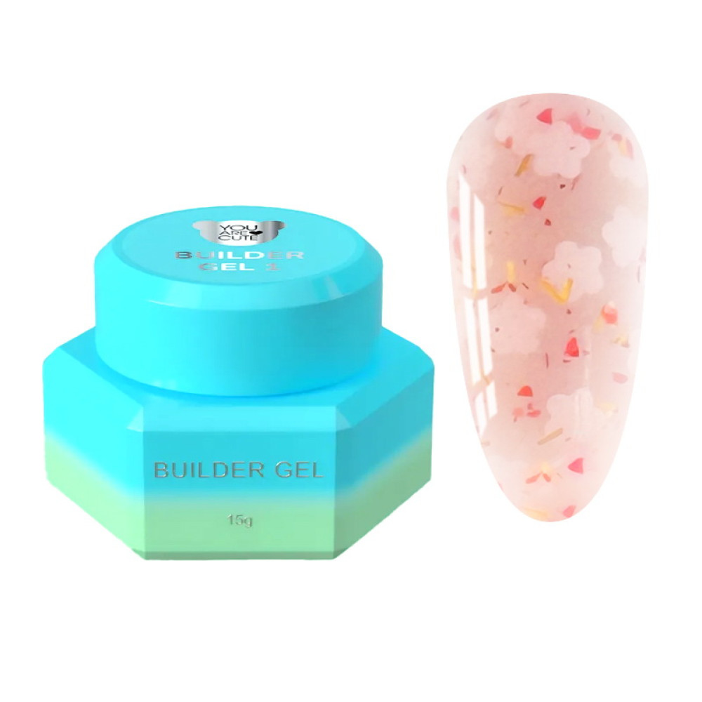 Гель для наращивания You Are Cute Builder Gel 21 с декором светлый бежевый 15 мл