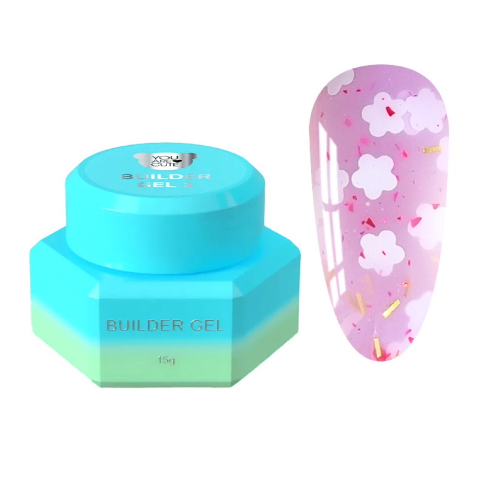 Гель для наращивания You Are Cute Builder Gel 23 с декором лиловый 15 мл