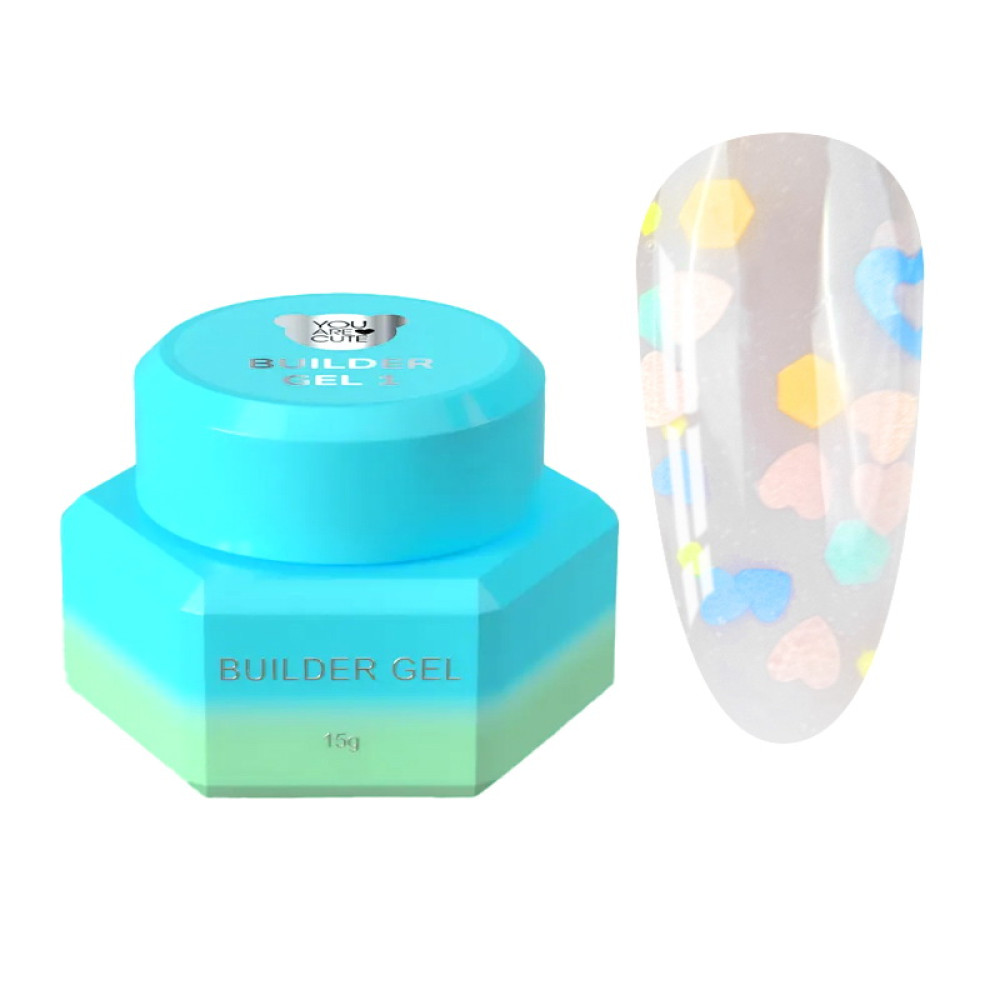 Гель для наращивания You Are Cute Builder Gel 25 с декором полупрозрачный дымчатый 15 мл