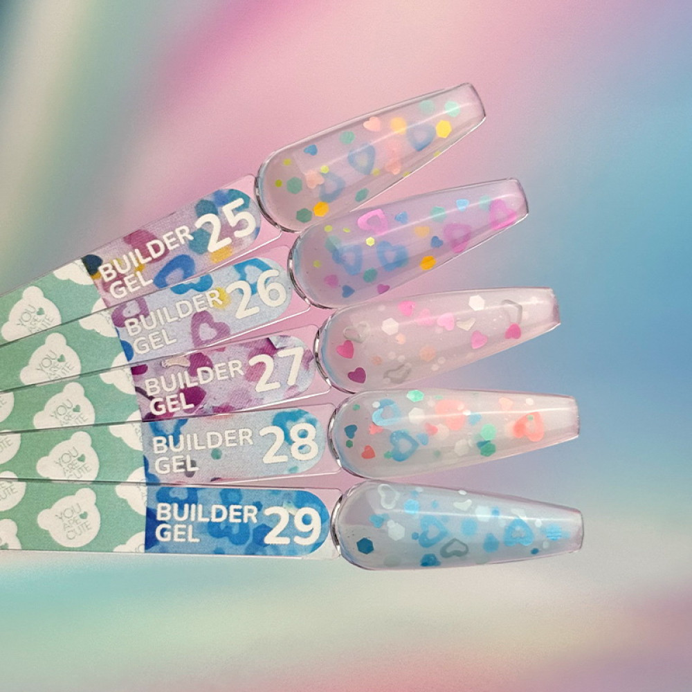 Гель для наращивания You Are Cute Builder Gel 25 с декором полупрозрачный дымчатый 15 мл