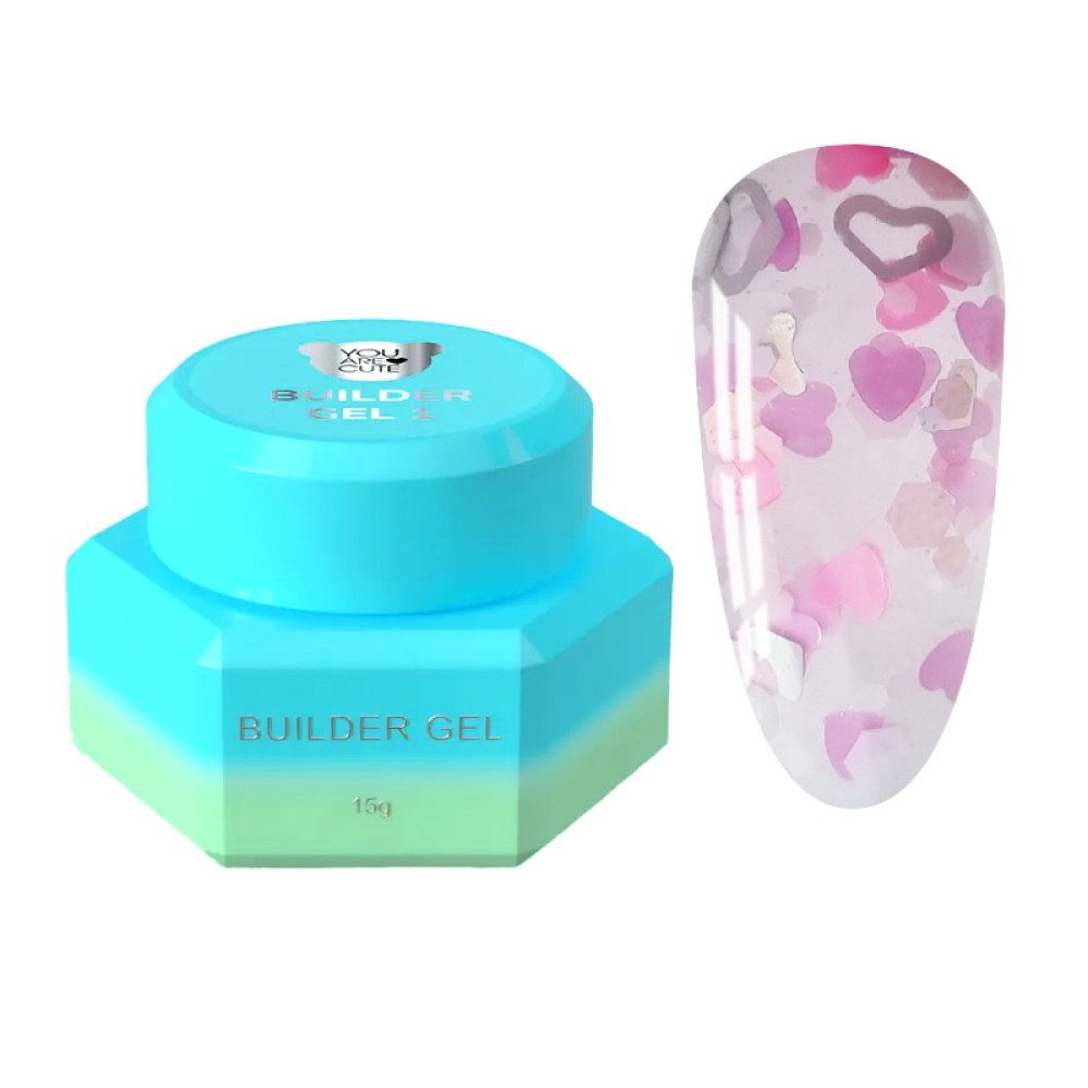Гель для наращивания You Are Cute Builder Gel 27 с декором полупрозрачный молочный 15 мл