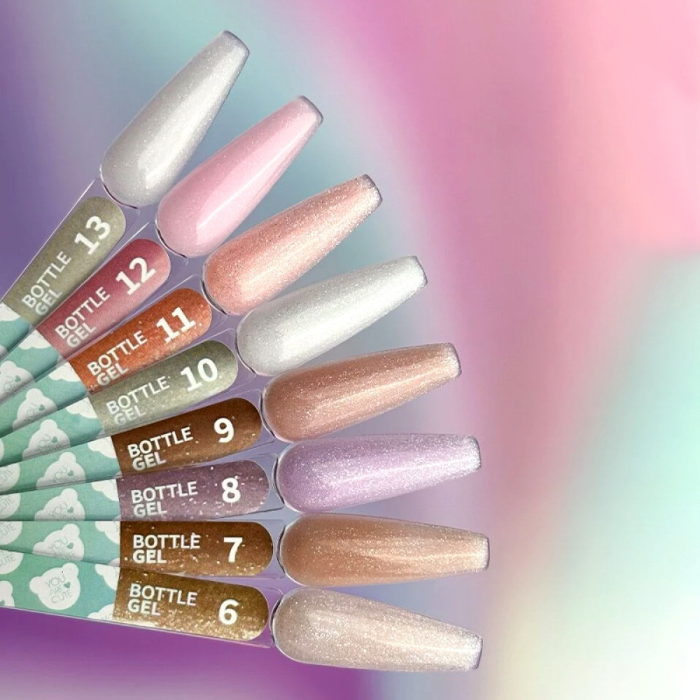 Рідкий гель You Are Cute Bottle Gel 12 для зміцнення та моделювання світло-рожевий з шимером 15 мл