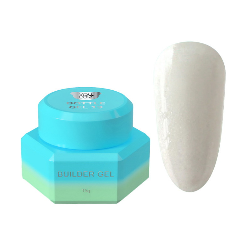 Рідкий гель You Are Cute Bottle Gel 13 для зміцнення та моделювання молочна вуаль з шимером 15 мл