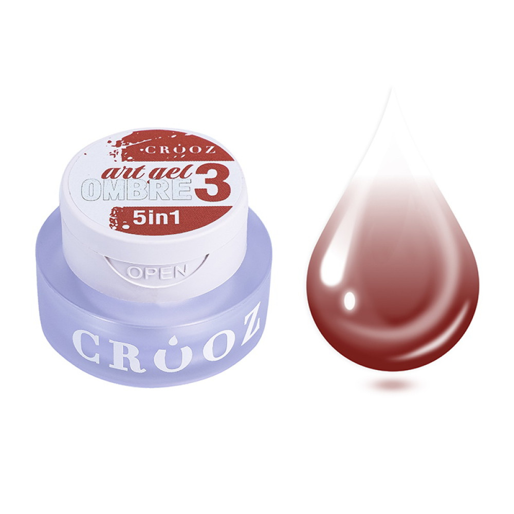 Гель-фарба Crooz Art Gel Ombre 5 в 1 03 без липкого шару червоний винний 3 мл