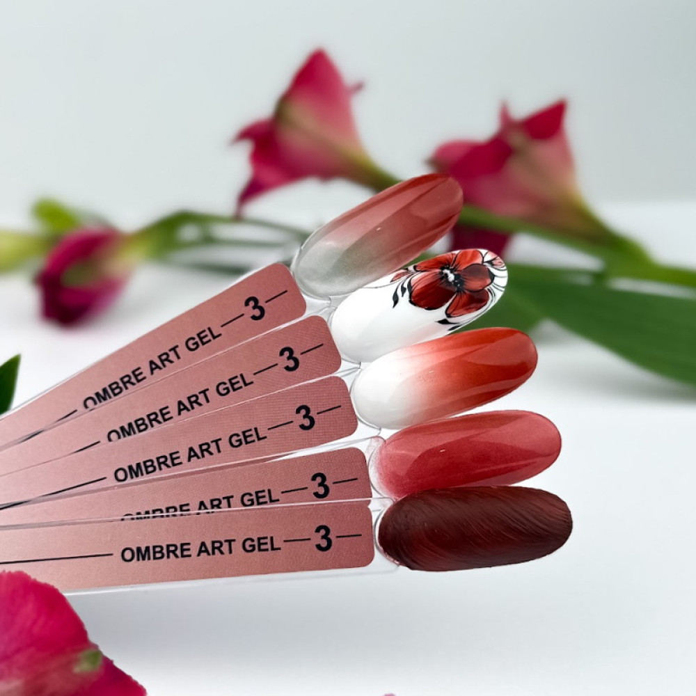 Гель-фарба Crooz Art Gel Ombre 5 в 1 03 без липкого шару червоний винний 3 мл