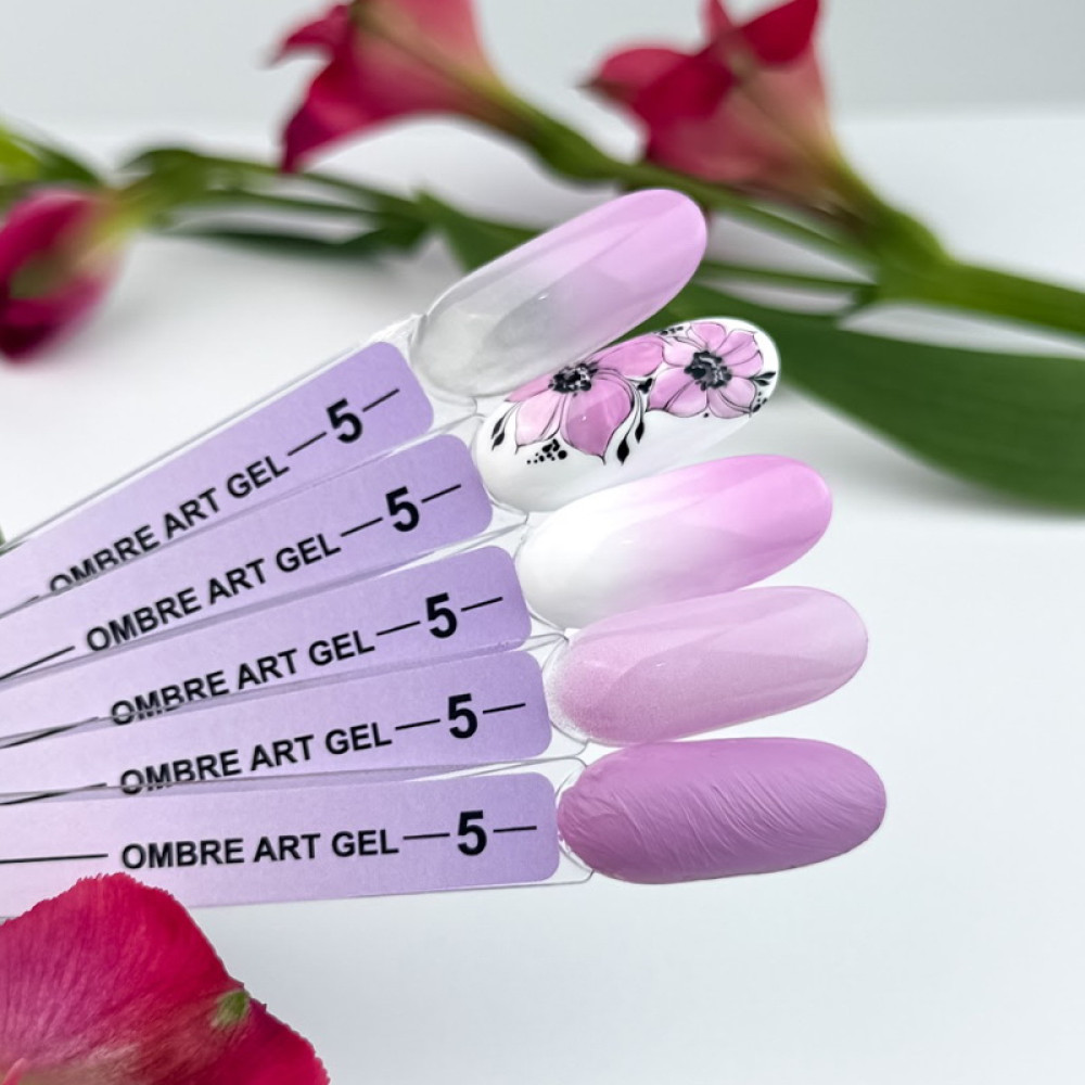 Гель-фарба Crooz Art Gel Ombre 5 в 1 05 без липкого шару світлий рожево-ліловий 3 мл