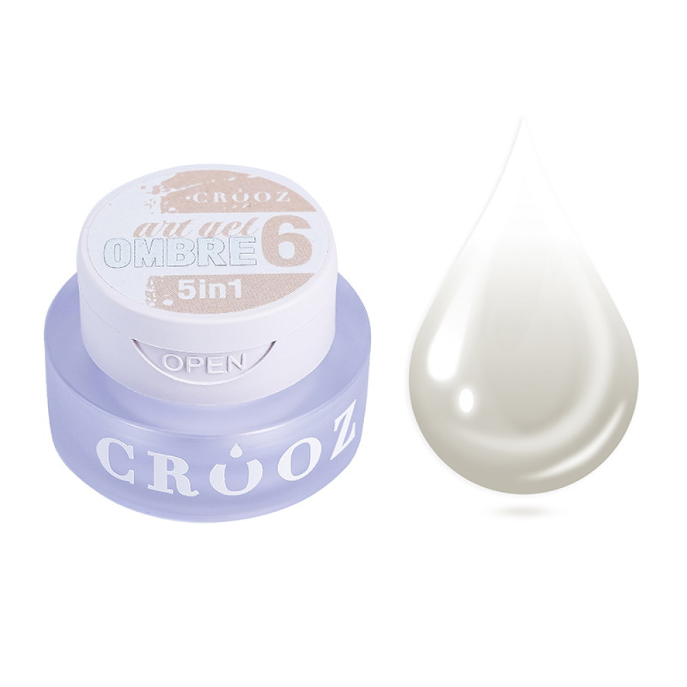Гель-фарба Crooz Art Gel Ombre 5 в 1 06 без липкого шару кремово-білий 3 мл