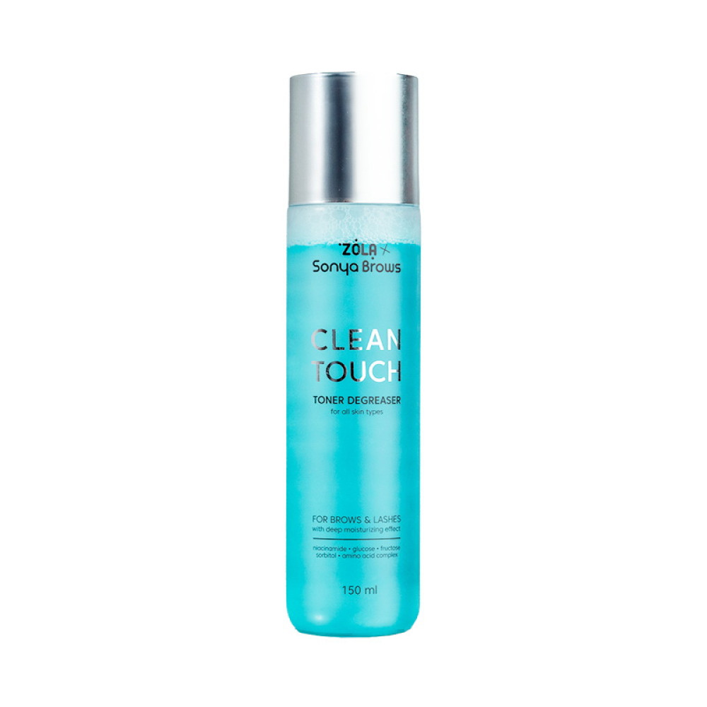 Тонер-знежирювач для брів та вій ZOLAxSonya Brows Toner Degreaser Clean Touch 150 мл